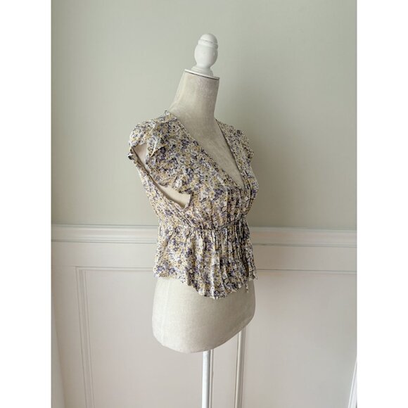 Wild Fable Floral V Neck Button Detail Blouse Medium - Picture 3 of 6